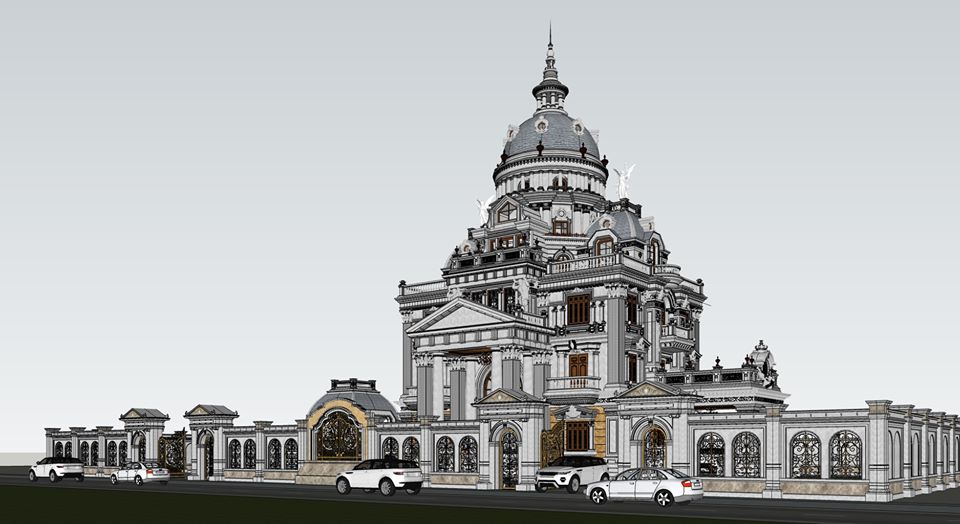 3594 Exterior Classical Villa Scene Sketchup Model By NguyenQuocThai 4.jpg
