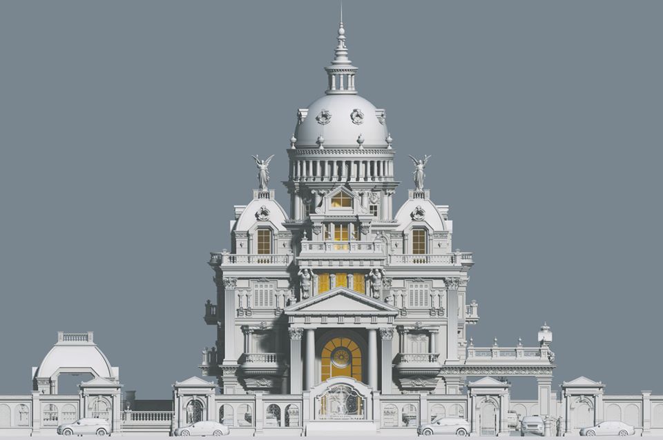 3594 Exterior Classical Villa Scene Sketchup Model By NguyenQuocThai 2.jpg